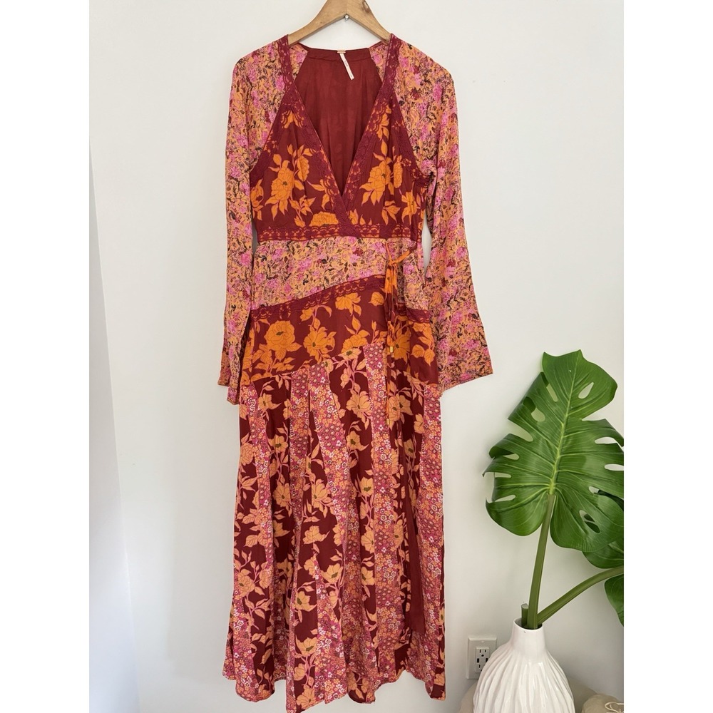 Free People Bohemian Retro 70s Gypsy Fall Floral Tilda Maxi Dress NEW - Picture 6 of 13